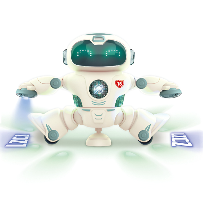 Robot Dansator Rotativ cu Lumini LED și Muzică – Jucărie Interactivă 18,7 cm pentru Copii [1]