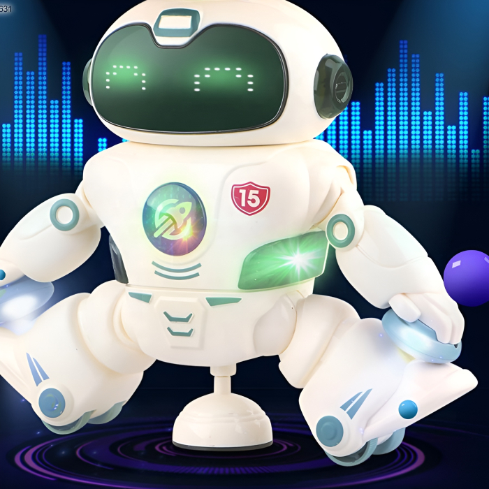 Robot Dansator Rotativ cu Lumini LED și Muzică – Jucărie Interactivă 18,7 cm pentru Copii [4]