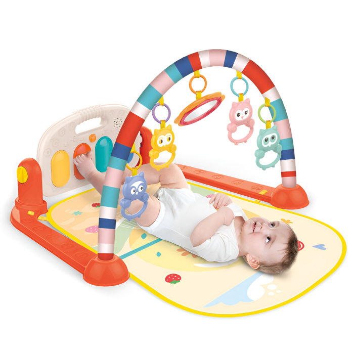 Saltea de joacă pentru bebeluși cu pian interactiv și jucării suspendate – covoraș educativ senzorial cu arcadă colorată, muzică și sunete, 0 luni+ [3]