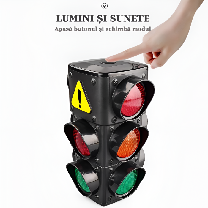 Semafor Interactiv cu Lumini și Sunete – 71 cm, Joc Educativ de Trafic pentru Copii, Model Realist City Traffic Light [5]