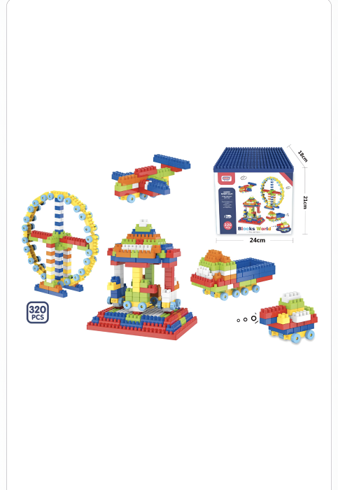 Set Blocuri Construibile 320 Piese – Blocks World | Vehicule, Avion, Roată Mare, Construcții Creative pentru Copii [1]