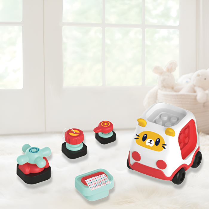 Set Busy Blocks Montessori 18+ luni – Jucărie Senzorială cu 5 Module și Mașinuță pentru Dezvoltarea Motricității [2]