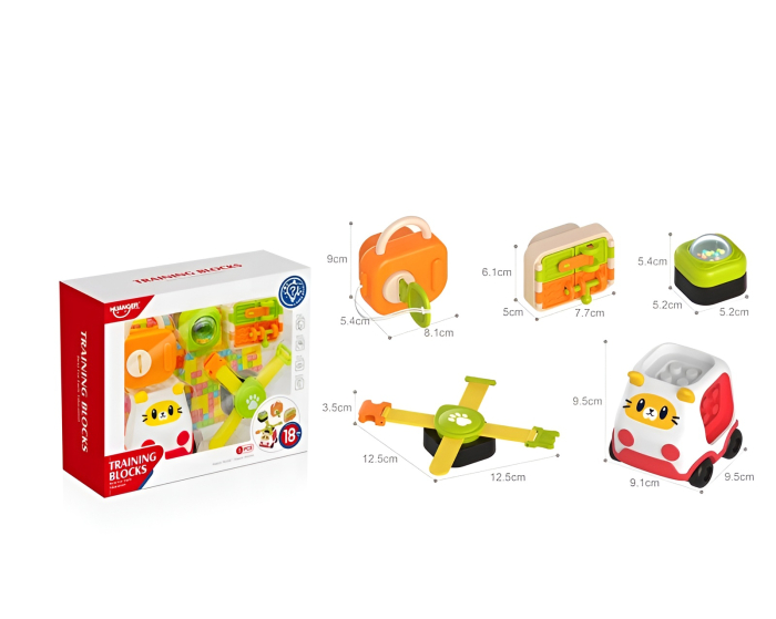 Set Busy Board Modular 10 piese – Jucărie Montessori 18+ luni cu Activități Senzoriale și Mașinuță [1]