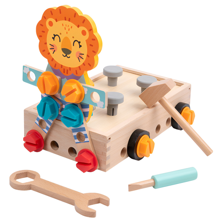 Set de Construcție și Bricolaj din Lemn pentru Copii – 44 Piese Colorate, Joc Educativ Montessori cu Șuruburi, Piulițe și Unelte, 3+ Ani [5]