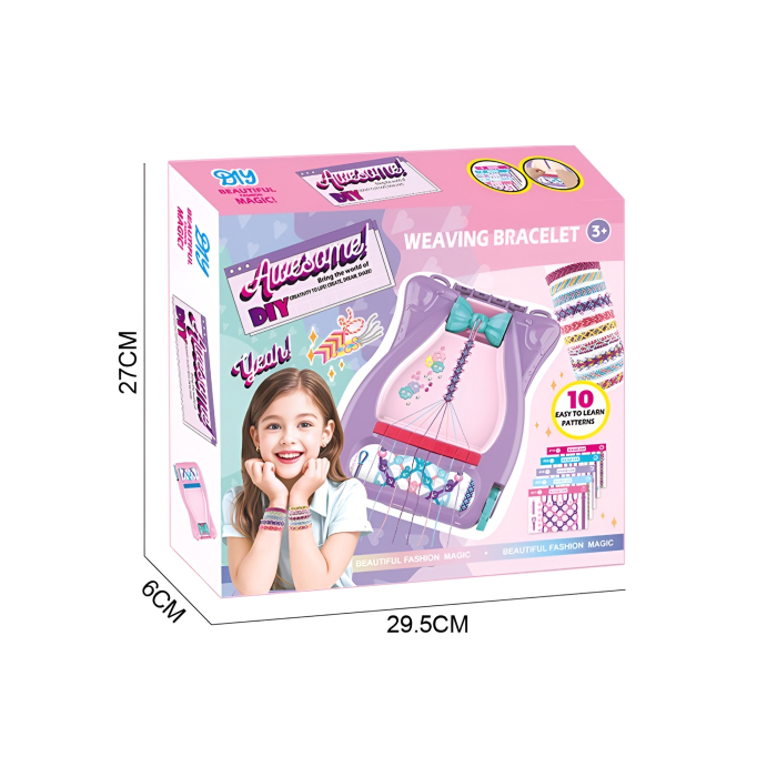 Set DIY Brățările Prieteniei cu Stand de Împletit – 10 Modele, Mărgele & Fire Colorate, Jucărie Creativă pentru Fetițe [6]