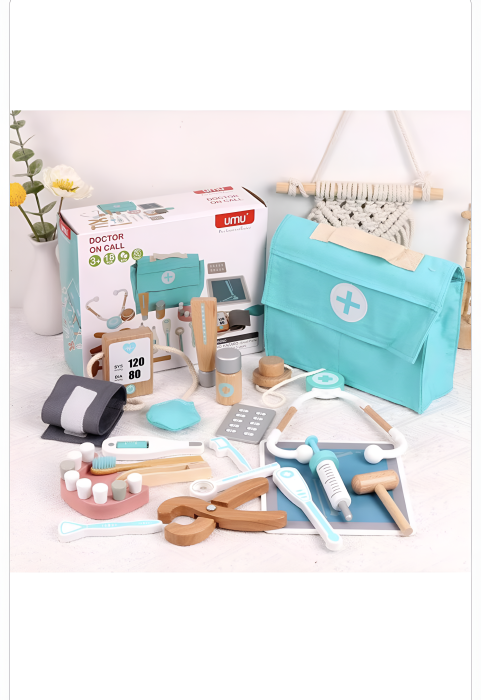 Set Doctor Montessori din Lemn – 18 Piese, Geantă Medicală, Jucărie Educativă pentru Copii 3+, UMU Doctor On Call [1]