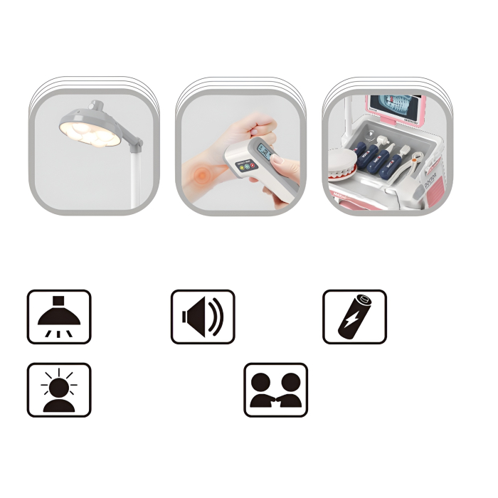 Set doctor și dentist pentru copii – Cărucior medical interactiv cu 26 accesorii, lumini și sunete, joc educativ 3+ ani [3]