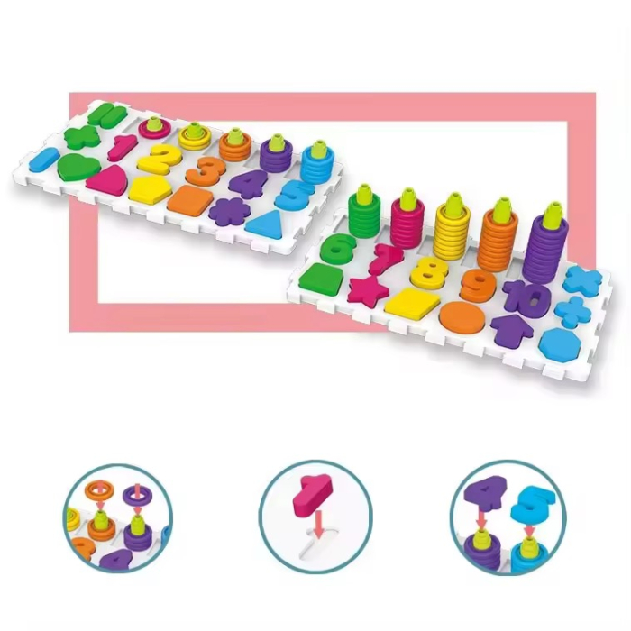 Set educational 177 piese „Cognitive Board” – Recunoastere litere & cifre, forme geometrice, joc didactic creativ [2]