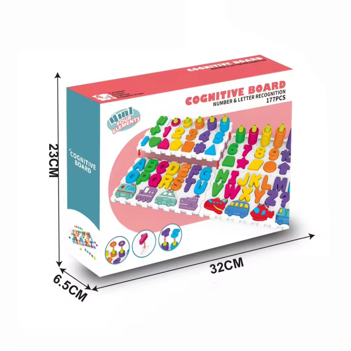 Set educational 177 piese „Cognitive Board” – Recunoastere litere & cifre, forme geometrice, joc didactic creativ [4]