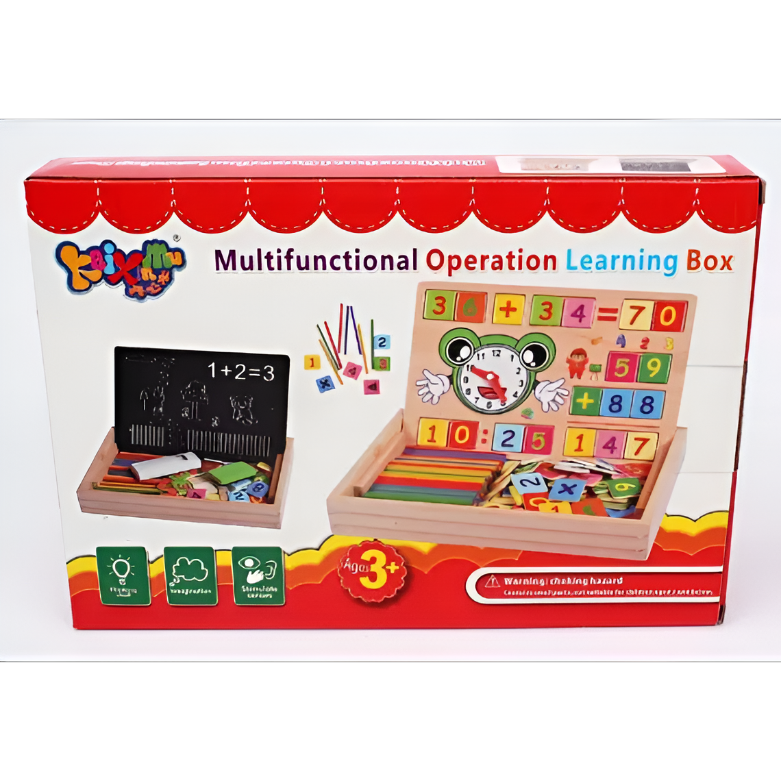 Set educativ din lemn 2 in 1 cu tabla dubla fata – cifre, numere si betisoare colorate pentru invatare, varsta 3+ ani [6]