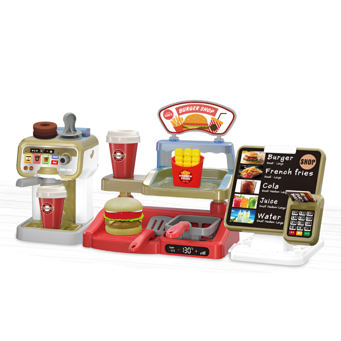 Set Fast-Food și Cafenea pentru Copii, Sunete & Accesorii Interactive,  Joc de Rol Educațional [1]
