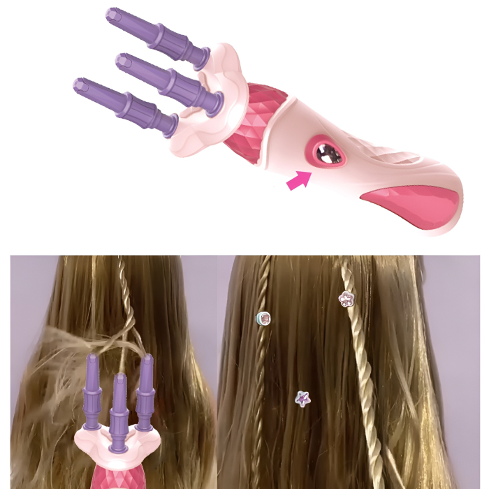 Set Împletit Păr și Aplicator Bijuterii 2 în 1 pentru Copii – Hair Braiding & Jewel Kit DIY, Accesorii Colorate, 3+ Ani [5]