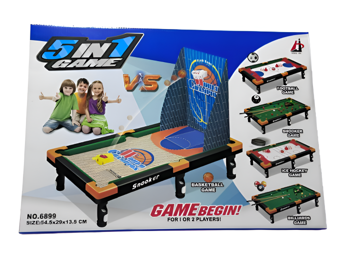 Set interactiv multifunctional 5 in 1 pentru copii, fotbal, biliard, snooker, baschet si air hockey, 1-2 jucatori [4]