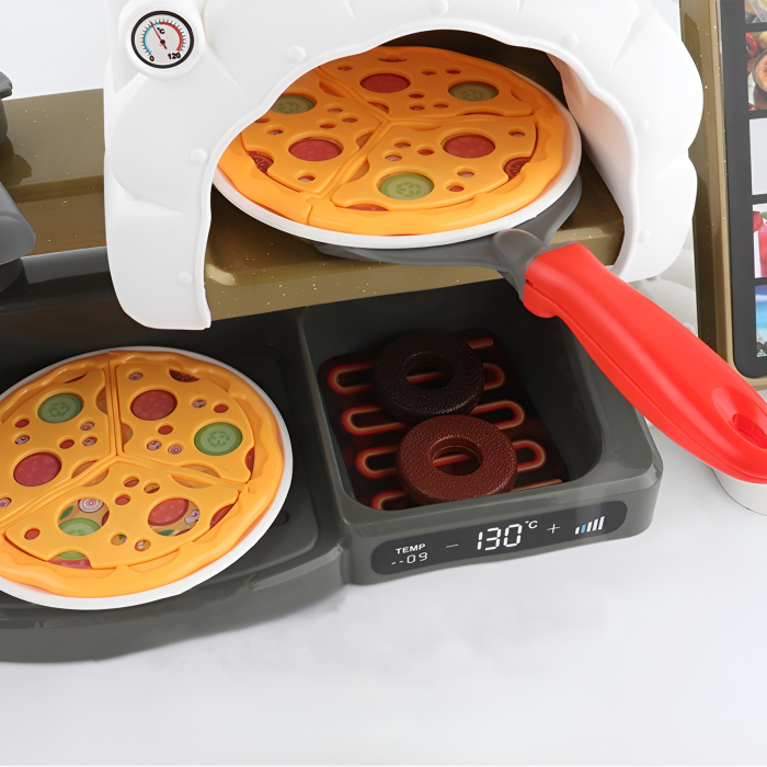 Set Jucărie Pizza Shop 3 în 1 – Cuptor Pizza, Espressor, Pos POS, Accesorii Bucătărie, Sunete & Role-play pentru Copii [3]