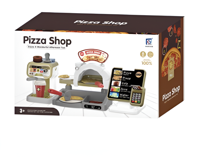 Set Jucărie Pizza Shop 3 în 1 – Cuptor Pizza, Espressor, Pos POS, Accesorii Bucătărie, Sunete & Role-play pentru Copii [7]