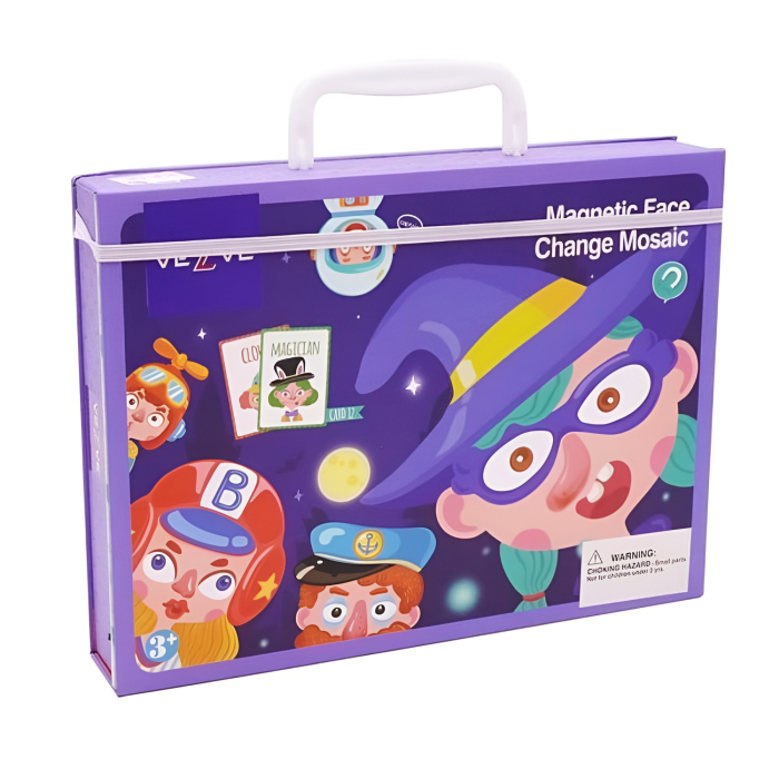 Set Magnetic de Construit Fețe Amuzante pentru Copii – Joc Educativ cu Piese Magnetice, Valiză Portabilă, 3+ Ani [1]