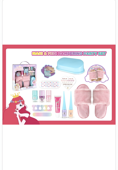 Set Manichiură & Pedichiură pentru Fetițe – Little Princess Mani & Pedi Party, Lacuri, Slapi Pufoși, Stickere & Accesorii [1]