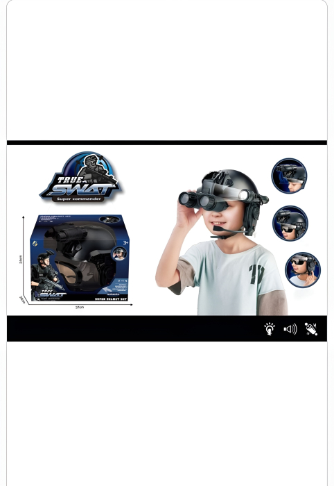 Set Militar True Special Forces/ Set Polițist True Swat – Cască Camuflaj cu Binoclu, Lanternă, Ochelari, Microfon și Sunete – Echipament Soldat/ Echipament polițist pentru Copii 3+ [3]