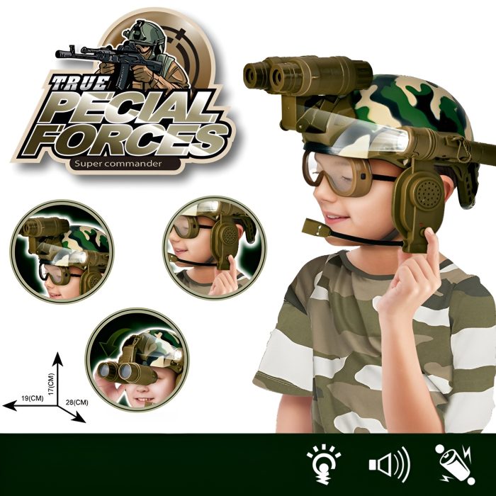 Set Militar True Special Forces/ Set Polițist True Swat – Cască Camuflaj cu Binoclu, Lanternă, Ochelari, Microfon și Sunete – Echipament Soldat/ Echipament polițist pentru Copii 3+ [3]