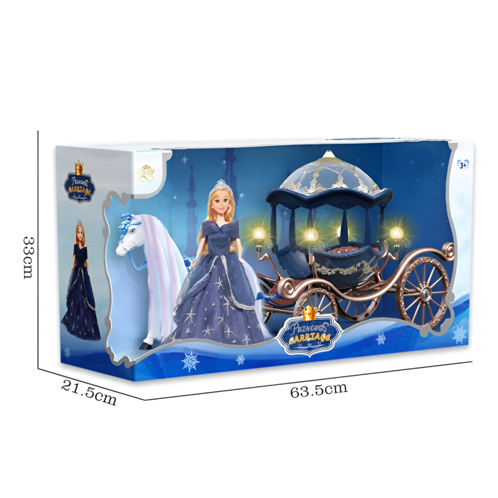 Set Păpușă Prințesă cu Caleașcă Regală și Cal Muzical – Lumini, Sunete, 63 cm – Jucărie Premium [6]