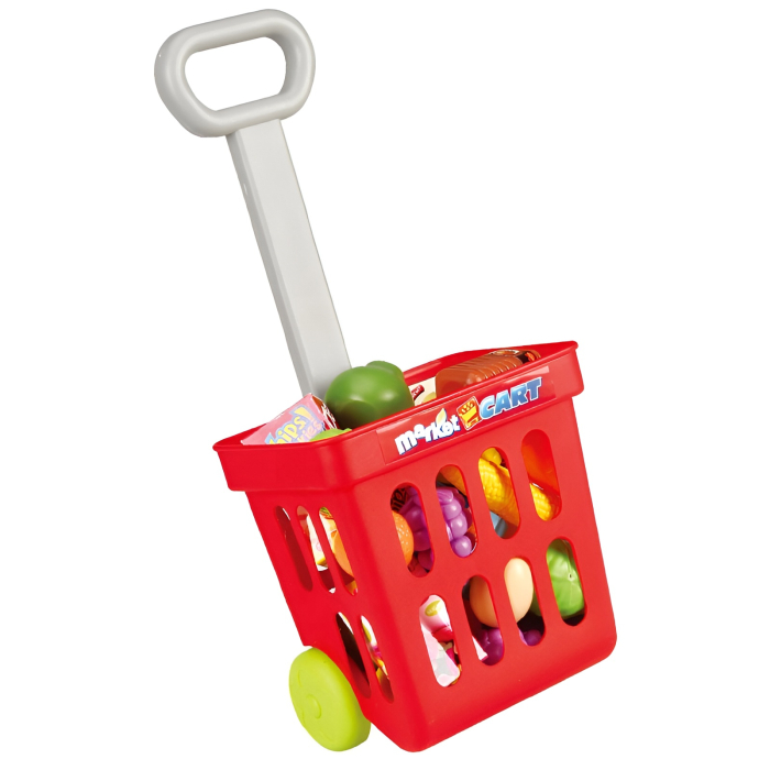 Set Supermarket Copii Smart Market – 80 cm, Casă de Marcat, Coș, Legume & Fructe, 60+ Piese [5]