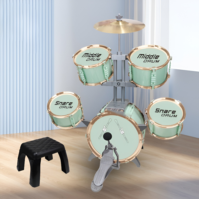 Set Tobă Copii Jazz Drums XXL – 5 Tobe + Cinel + Pedală + Scaun, 76 cm, Jucărie Muzicală 3+ Ani [2]