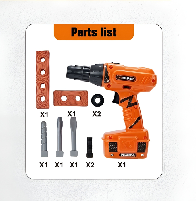 Set unealta electrica de jucarie cu bormasina, accesorii si suruburi, functie rotire, plastic rezistent, varsta 3+ [2]