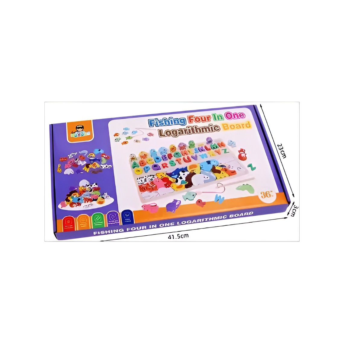 Tabla educativa multifunctională Montessori, puzzle pescuit magnetic, alfabet, tetris cu animaluțe, lemn, 3 in 1 [3]