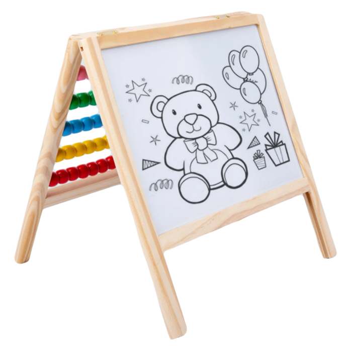 Tablita magnetica 3 in 1 - litere si cifre magnetice, numaratoare sub forma de bilute, carioca si buretel pentru a scrie si a desena, 3+ ani [1]