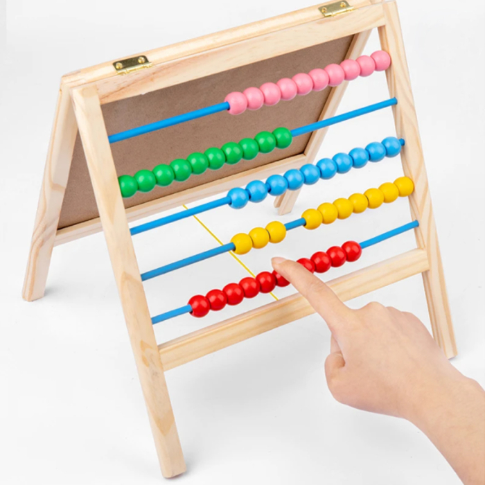 Tablita magnetica 3 in 1 - litere si cifre magnetice, numaratoare sub forma de bilute, carioca si buretel pentru a scrie si a desena, 3+ ani [2]