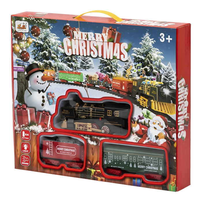 Trenuleț Electric de Crăciun cu Lumină și Sunet – Set 11 Piese, Șină 76 cm, Merry Christmas [1]