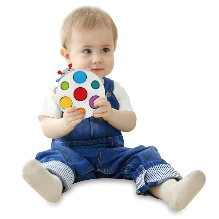 ucărie senzorială tip pop-it pentru bebeluși în formă de buburuză – joc educativ cu butoane colorate pentru apăsare, dezvoltare motrică și coordonare, 6 luni+ [3]