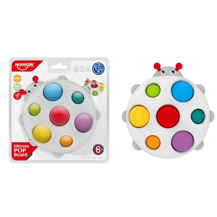 ucărie senzorială tip pop-it pentru bebeluși în formă de buburuză – joc educativ cu butoane colorate pentru apăsare, dezvoltare motrică și coordonare, 6 luni+ [5]