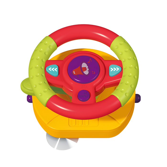 Volan Interactiv pentru Bebeluși 3 în 1 cu Sunete, Lumini și Oglindă – Jucărie Educativă pentru Scaun Auto și Cărucior [3]