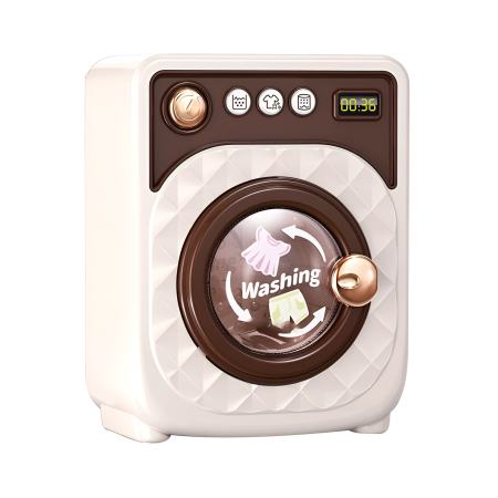 Papusi si accesorii - Mașină de spălat de jucărie interactivă pentru copii – Joc de rol electrocasnic cu butoane, ușă rotativă și timer, 3+ ani