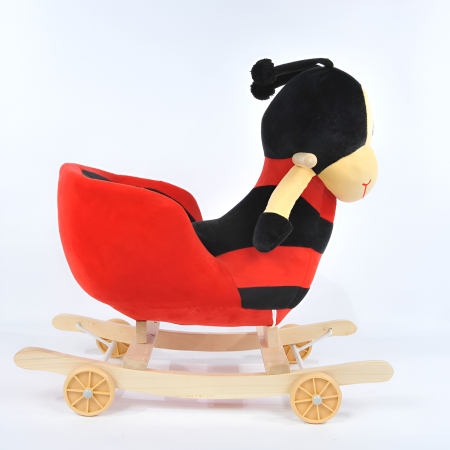 Balansoar Pluș Buburuză cu Roți 2-în-1 pentru Bebeluși – Scaun Sigur, Lemn Masiv, Jucărie Interactivă cu sunete 1–3 Ani [1]