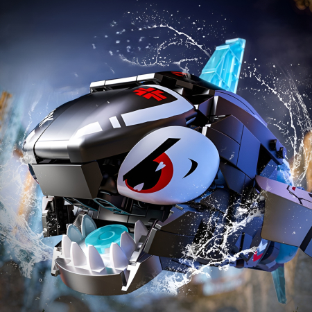 Set construcție robot rechin transformabil 2 în 1 – jucărie STEM tip mech cu piese tip bricks pentru copii pasionați de roboți [3]