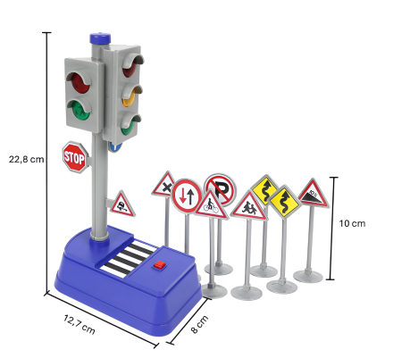 Semafor interactiv pentru copii cu sunete și lumini + 10 semne de circulație – Set educativ City Traffic [6]