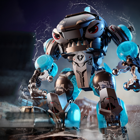 Lego si constructii - Set construcție robot rechin transformabil 2 în 1 – jucărie STEM tip mech cu piese tip bricks pentru copii pasionați de roboți