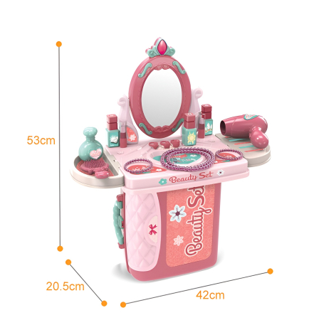 Set de Frumusețe pentru Copii cu Oglindă și Accesorii – Măsuță Beauty Pliabilă Tip Valiză, Joc de Rol Creativ pentru Fetițe 3 ani+ [3]