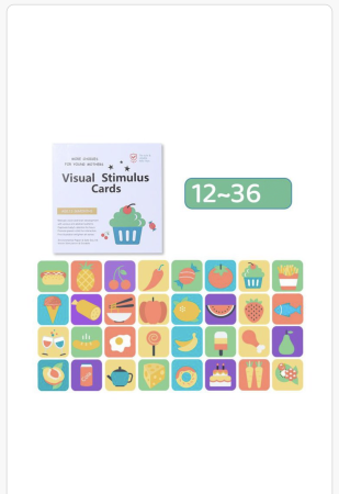 Noutati - Carduri educative de stimulare vizuală pentru copii 12–36 luni – set colorat cu alimente, forme și obiecte pentru învățare timpurie