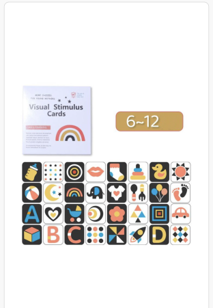 Noutati - Carduri educative de stimulare vizuală pentru bebeluși 6–12 luni – set colorat pentru dezvoltare cognitivă, forme, litere și imagini