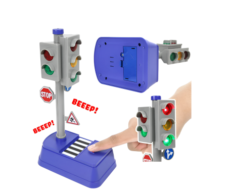 Semafor interactiv pentru copii cu sunete și lumini + 10 semne de circulație – Set educativ City Traffic [2]
