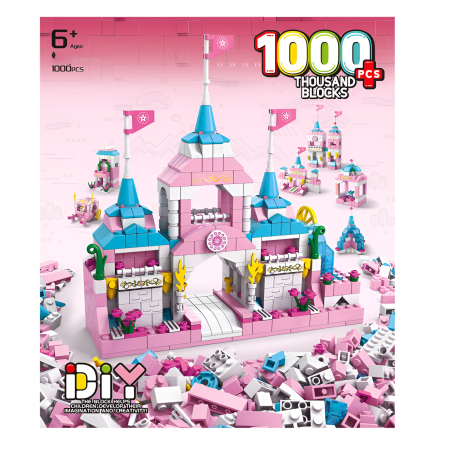 Set construcție castel prințesă cu 1000 piese, palat regal colorat pentru copii. [1]