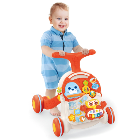 Antepremergător 2 în 1 cu Masă de Activități – Huanger Baby Walker, Panou Educațional, Lumini & Funcții Interactive – 12+ luni [1]