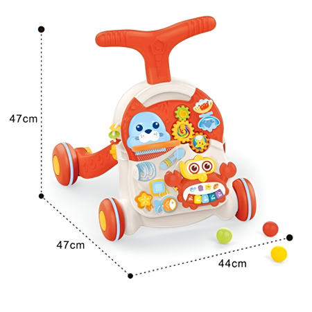 Antepremergător 2 în 1 cu Masă de Activități – Huanger Baby Walker, Panou Educațional, Lumini & Funcții Interactive – 12+ luni [4]