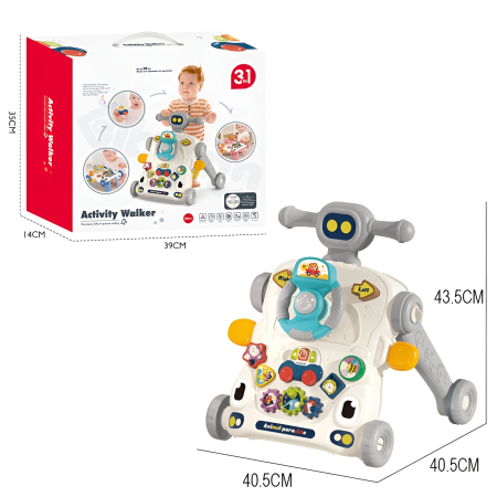 Antepremergător 3 în 1 cu Panou Educațional – Volan, Forme, Mecanisme Rotative & Viteză Reglabilă – Activity Walker Bebeluși [4]