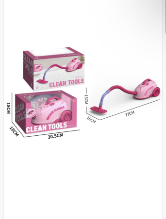 Papusi si accesorii - Aspirator de jucărie pentru copii cu sunete realiste - roz, 77 cm, 3+ ani