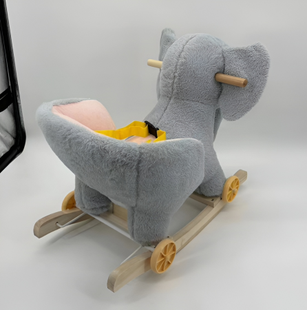 Balansoar Elefant din Pluș cu Roți și Centură – 2 în 1, Stabil și Confortabil pentru Copii – Model Premium [3]