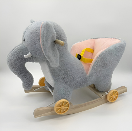 Balansoar Elefant din Pluș cu Roți și Centură – 2 în 1, Stabil și Confortabil pentru Copii – Model Premium [1]